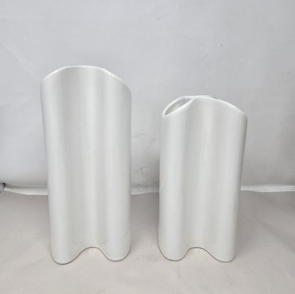 Vintage Dansk White Ceramic Pair of Double Vases Style Modernist Curvaceous - Picture 4 of 14
